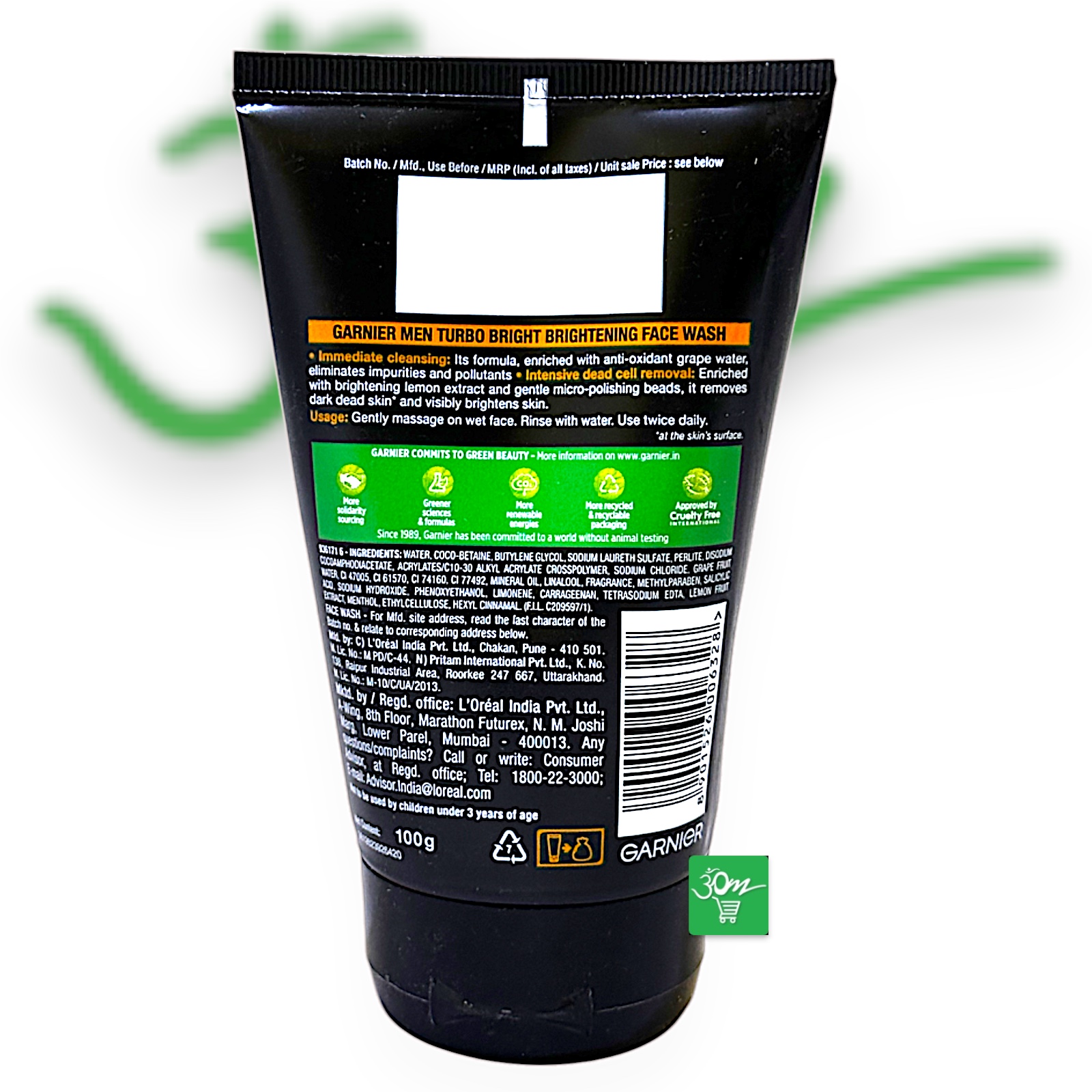 Garnier Men Turbo Bright Facewash - Buy Online Australia | Om Spice & Grocery