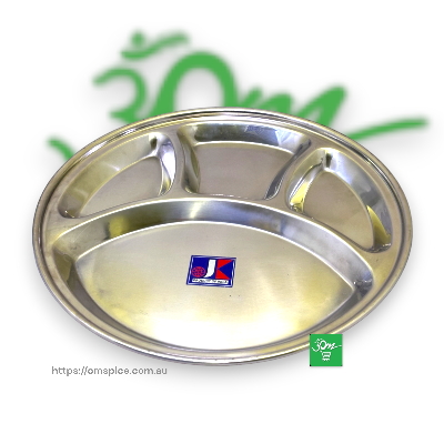 4 Compartment Round Plate Stainless Steel 33cm Diameter - Buy Online Australia | Om Spice & Grocery