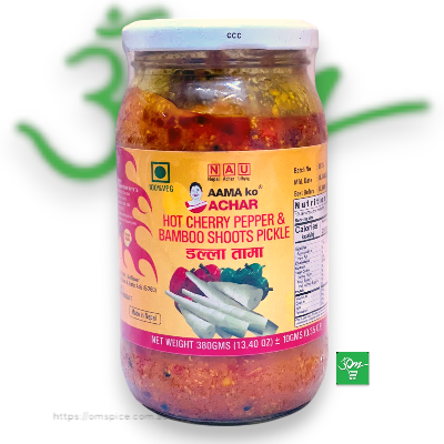 Aamako Hot Cherry Pepper and Bamboo Shoots Pickle - Buy Online Australia | Om Spice & Grocery