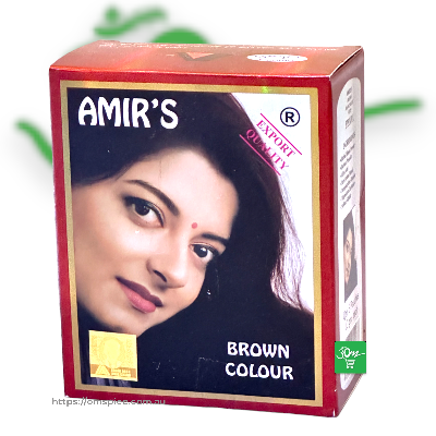 Amir's Brown Hair Colour with Henna, 6 Pouches X 10gm Each - Buy Online Australia | Om Spice & Grocery