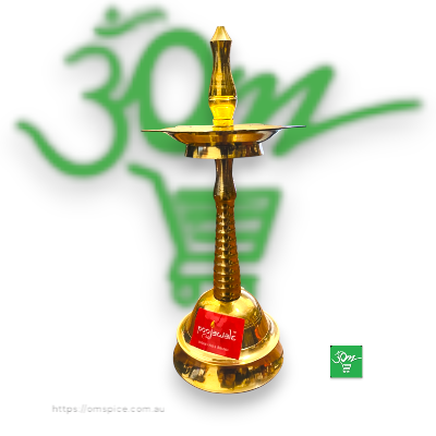 Brass Arati Lamp 20cm Height - Buy Online Australia | Om Spice & Grocery