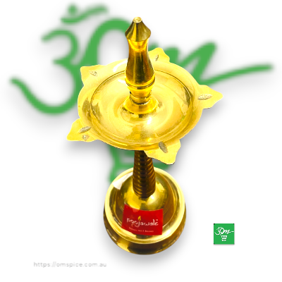 Brass Arati Lamp 20cm Height - Buy Online Australia | Om Spice & Grocery