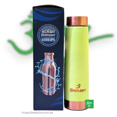 Bronzerr Copper Water Bottle Type 13 Light Green - Buy Online Australia | Om Spice & Grocery