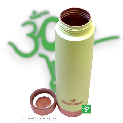 Bronzerr Copper Water Bottle Type 13 Light Green - Buy Online Australia | Om Spice & Grocery