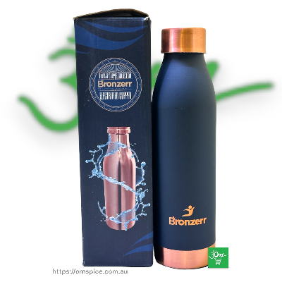 Bronzerr Copper Water Bottle Type 14 Dark Blue - Buy Online Australia | Om Spice & Grocery