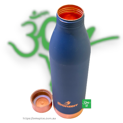 Bronzerr Copper Water Bottle Type 14 Dark Blue - Buy Online Australia | Om Spice & Grocery