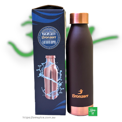 Bronzerr Copper Water Bottle Type 14 Dark Brown Plain Style - Buy Online Australia | Om Spice & Grocery