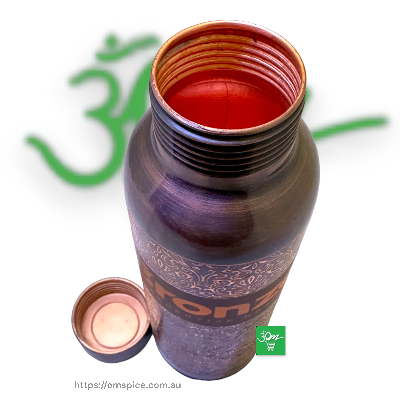 Bronzerr Copper Water Bottle Type 16 Dark Brown - Buy Online Australia | Om Spice & Grocery