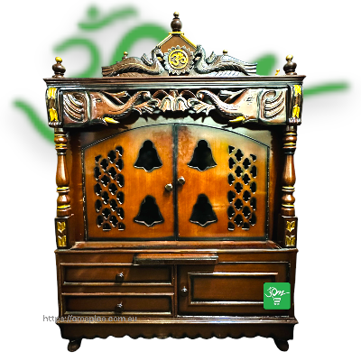 Dark Brown Wooden Temple  36 inches x 18 inches - Buy Online Australia | Om Spice & Grocery