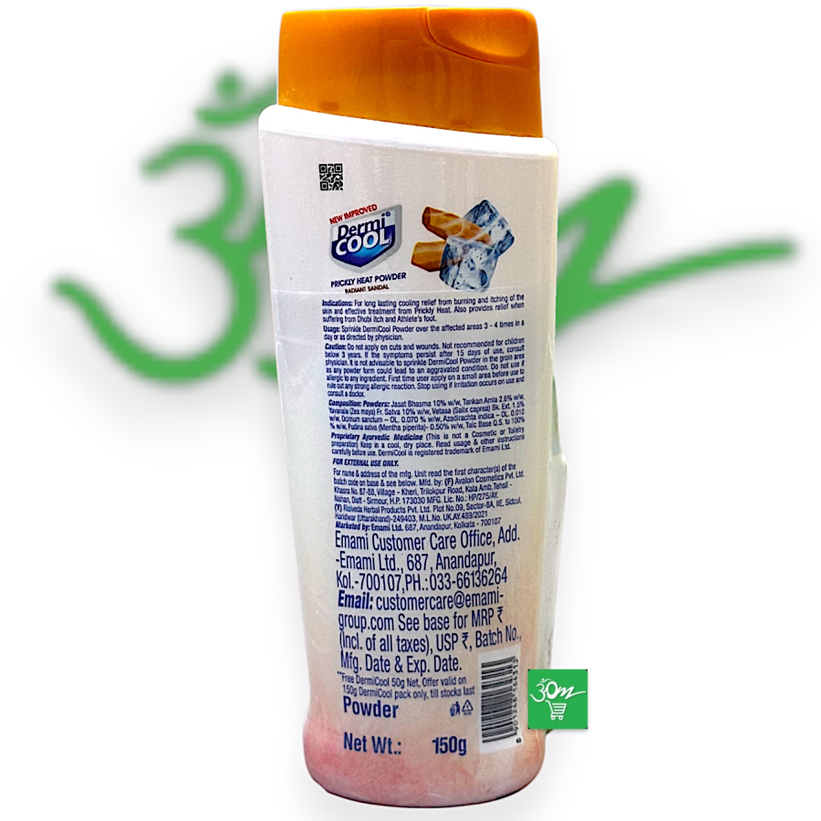 Dermi Cool Prickly Heat Powder Radiant Sandal - Buy Online Australia | Om Spice & Grocery