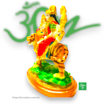 Durga Mata Statue On Tiger 170gm - Buy Online Australia | Om Spice & Grocery