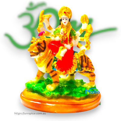 Durga Mata Statue On Tiger 170gm - Buy Online Australia | Om Spice & Grocery