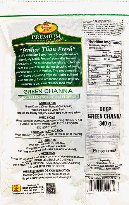 Frozen Green Channa (Green Chickpeas ) - Buy Online Australia | Om Spice & Grocery