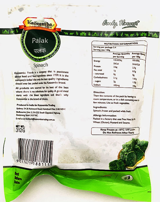 Frozen palak ( Spinach ) - Buy Online Australia | Om Spice & Grocery