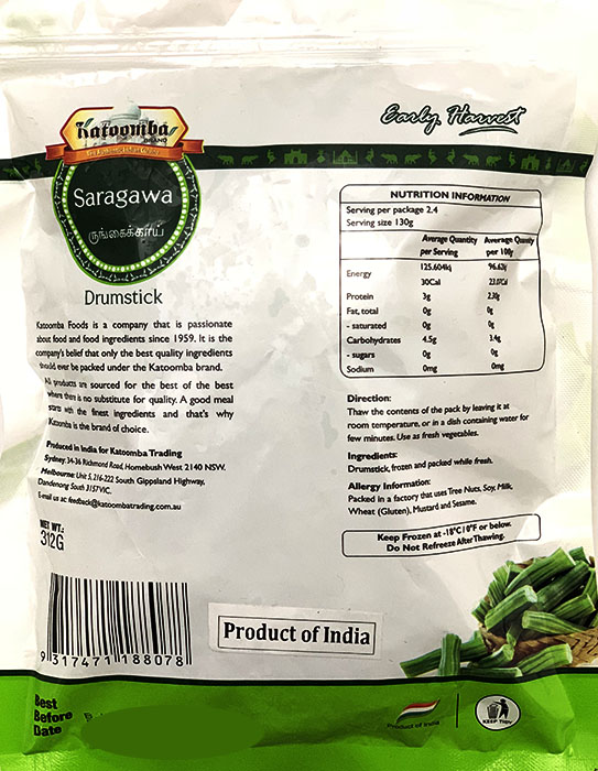 Frozen Saragawa (drumstick ) - Buy Online Australia | Om Spice & Grocery