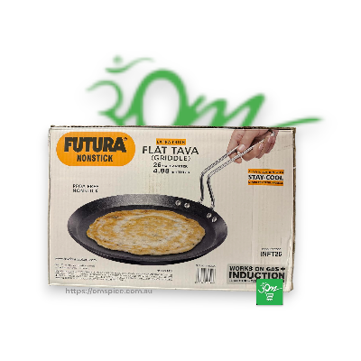 Futura Flat Tava Non Stick Gas Induction Black 26cm Diameter - Buy Online Australia | Om Spice & Grocery