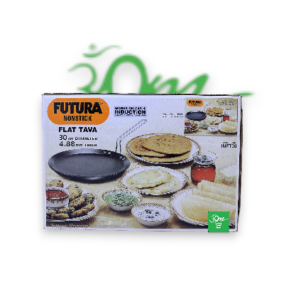Futura Non Stick Flat Black Tava Gas + Induction 30cm Diameter - Buy Online Australia | Om Spice & Grocery