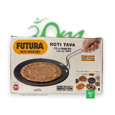 Futura Roti Tava Hard Anodised Gas Induction Black 24cm Diameter - Buy Online Australia | Om Spice & Grocery