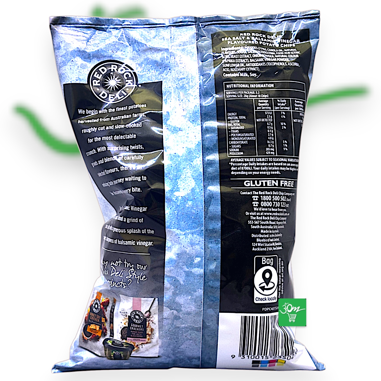 Red Rock Deli Sea Salt & Balsamic Vinegar Potato Chips – Premium Deli-Style Snack - Buy Online Australia | Om Spice & Grocery