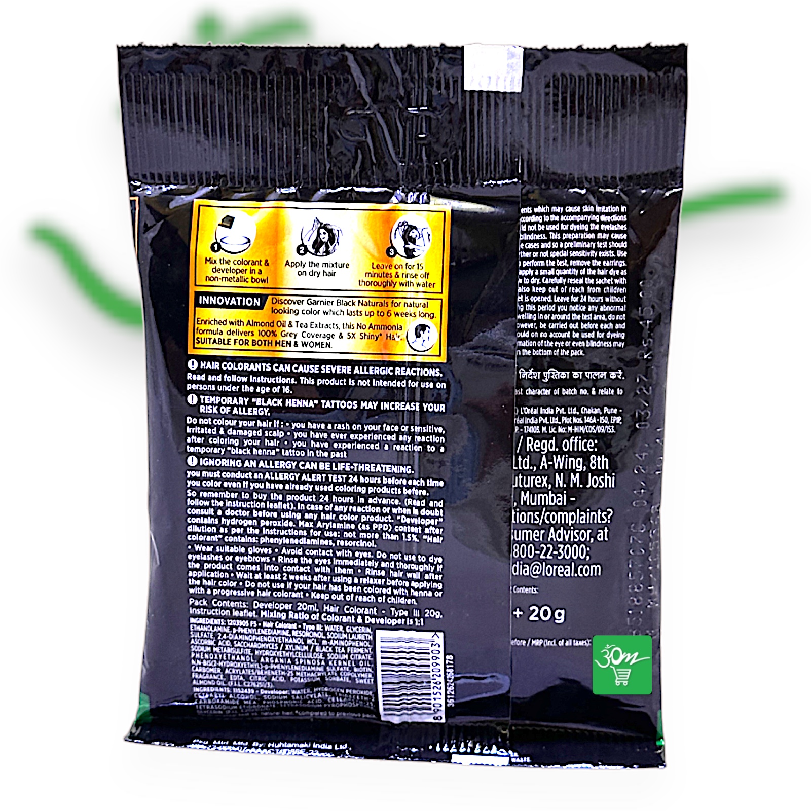 Garnier Natural Creme Color 2.0 Original Black - Buy Online Australia | Om Spice & Grocery