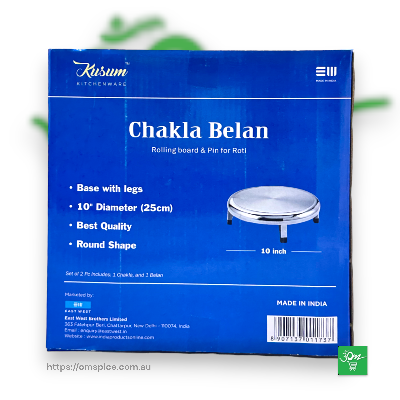 Stainless Steel Chakla Belan Roti Belan Rolling Pin Round Pastry Board 25cm Diameter