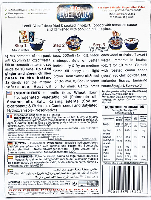 Gits Dahi Vada Mix - Buy Online Australia | Om Spice & Grocery