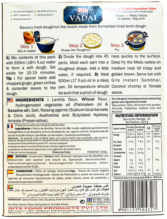 Gits Medu vadai Mix - Buy Online Australia | Om Spice & Grocery
