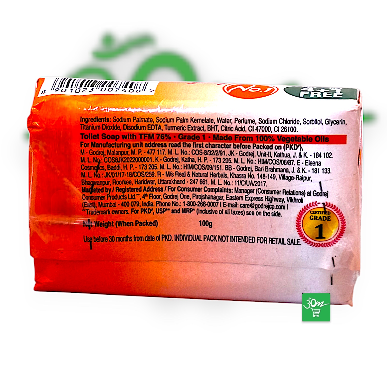 Godrej No.1 Sandal Turmeric Soap - Buy Online Australia | Om Spice & Grocery
