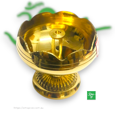 Golden Brass Kamal Dip Diyo - Buy Online Australia | Om Spice & Grocery