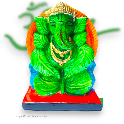Green Coloured Ganesh Statue Hinduism 225gm - Buy Online Australia | Om Spice & Grocery