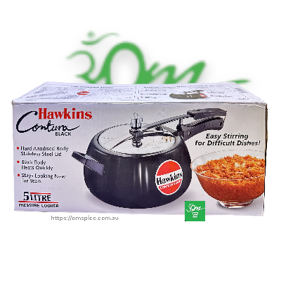 Hawkins Contura Black 5L Hard Anodized Pressure Cooker - Buy Online Australia | Om Spice & Grocery
