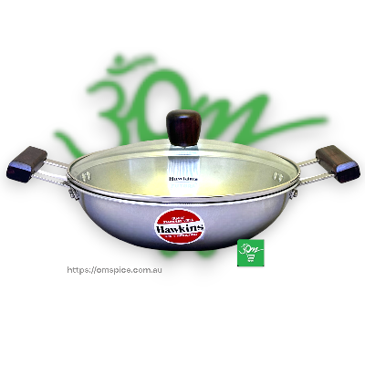 Hawkins Deep Fry Pan Kadai 2.5L Stainless Steel Gas Induction 3mm Thick 26cm Diameter - Buy Online Australia | Om Spice & Grocery