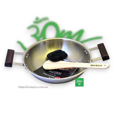 Hawkins Deep Fry Pan Kadai 2.5L Stainless Steel Gas Induction 3mm Thick 26cm Diameter - Buy Online Australia | Om Spice & Grocery