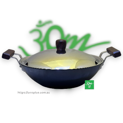 Hawkins Futura Black Deep Fry Pan Gas Induction 2.5L 27cm Diameter Steel Lid - Buy Online Australia | Om Spice & Grocery