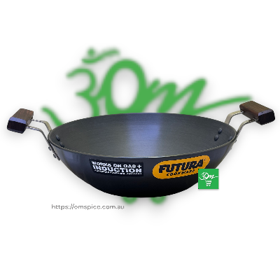 Hawkins Futura Black Deep Fry Pan Gas Induction 3.75L 30cm Diameter Steel Lid - Buy Online Australia | Om Spice & Grocery