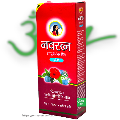 Navratna Ayurvedic Hair Oil, Cooling Relief for Stress & Headache - Buy Online Australia | Om Spice & Grocery