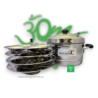 Idli Cooker Stainless Steel 4 Plates High quality stainless Induction Base - Buy Online Australia | Om Spice & Grocery