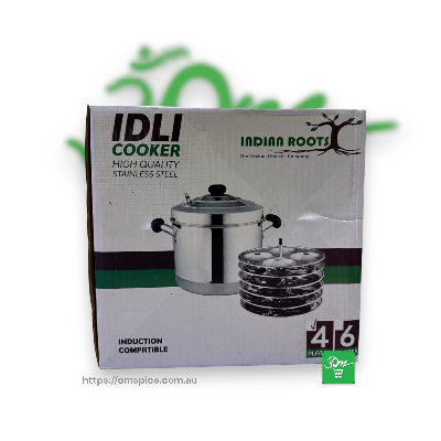 Idli Cooker Stainless Steel 4 Plates High quality stainless Induction Base - Buy Online Australia | Om Spice & Grocery