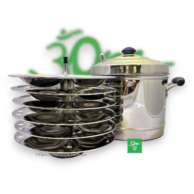 Idli Cooker Stainless Steel 6 Plates High quality stainless Induction Base - Buy Online Australia | Om Spice & Grocery