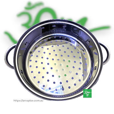 Indian Root Momo Steamer 26cm Diameter 30cm Height - 3 Layers - Stainless Steel - Buy Online Australia | Om Spice & Grocery