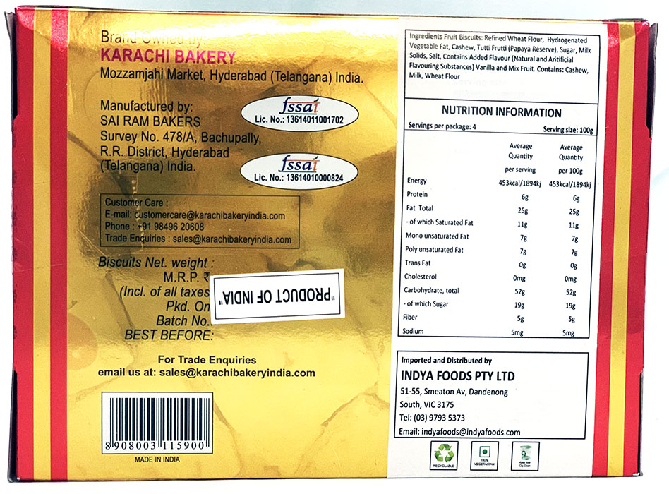 Karachi's Fruit Biscuits - Buy Online Australia | Om Spice & Grocery