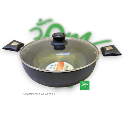 Kumar Kadai Hard Anodized Non Stick Glass Lid 3.25mm Thickness 26cm Diameter - Buy Online Australia | Om Spice & Grocery