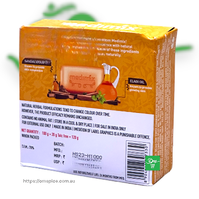 Medimix Ayurvedic Sandal Bathing Bar Soap - Free Cuticura Talc - Buy Online Australia | Om Spice & Grocery