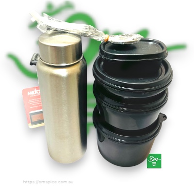 Milton Softline Tiffin Box Set with Insulated Bag, Stainless Steel Bottle & Leakproof Containers - Buy Online Australia | Om Spice & Grocery