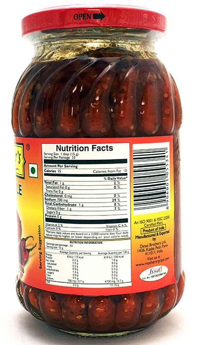 Mother's Lime Pickle Hot - Buy Online Australia | Om Spice & Grocery