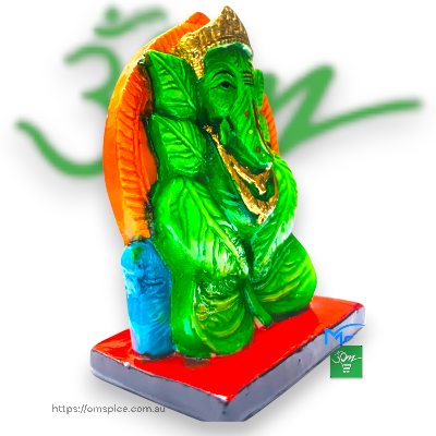 Green Coloured Ganesh Statue Hinduism 225gm - Buy Online Australia | Om Spice & Grocery