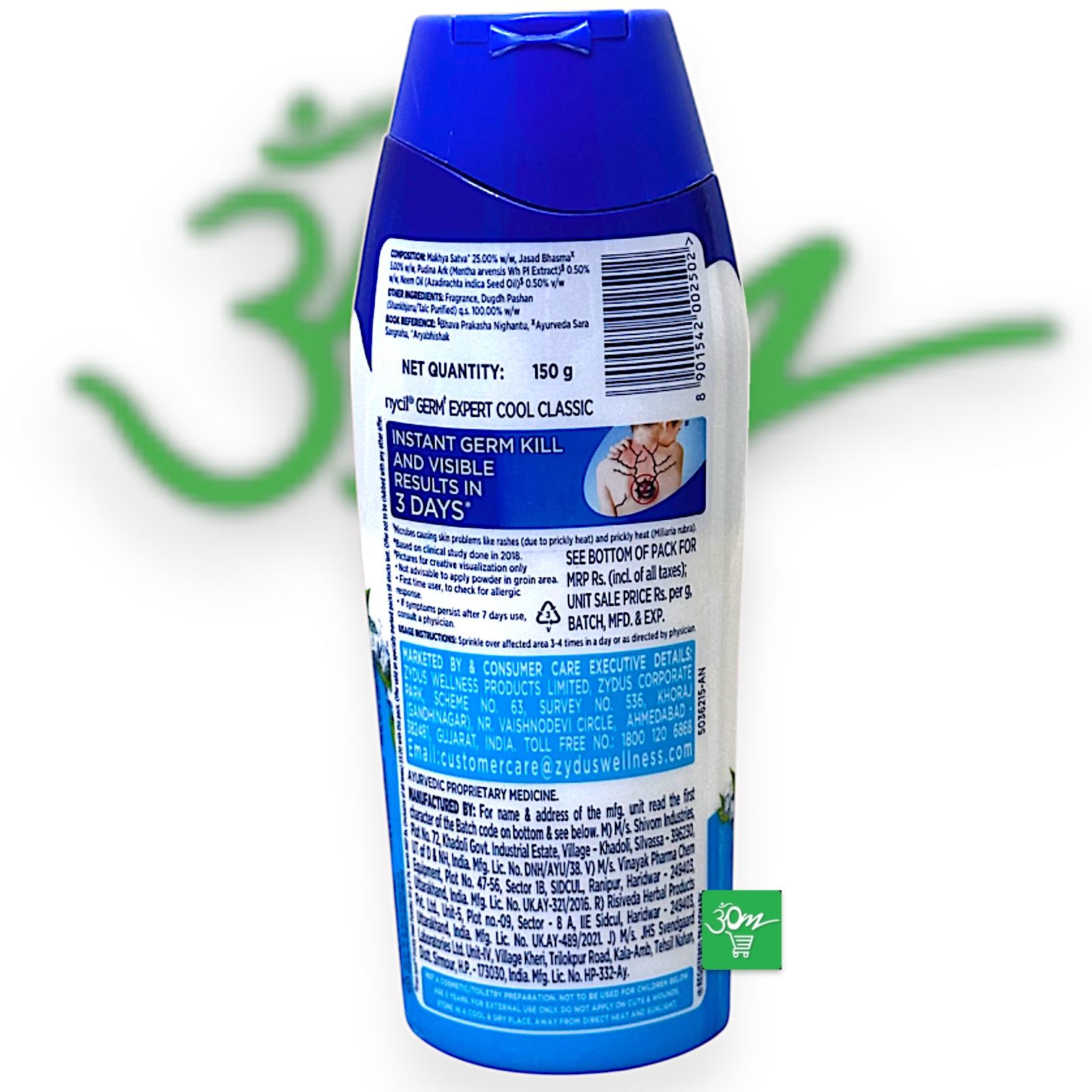 Nycil Germ Expert Cool Classic Talcum Powder - Buy Online Australia | Om Spice & Grocery