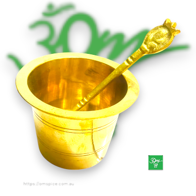 Pancha Patra with Spoon Brass - Buy Online Australia | Om Spice & Grocery