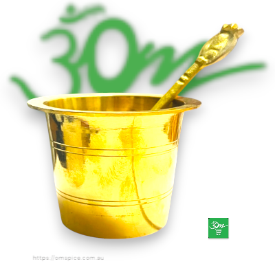 Pancha Patra with Spoon Brass - Buy Online Australia | Om Spice & Grocery
