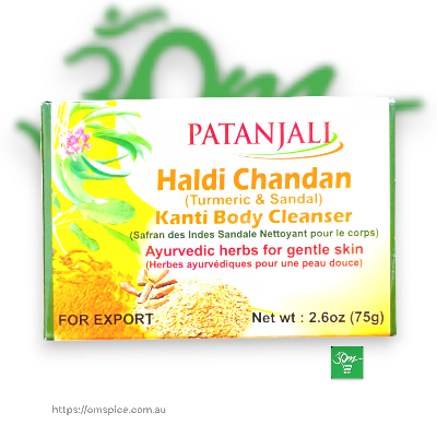 Patanjali Haldi Chandan(Turmeric and sandal) Body Cleanser 75gm x 3pack - Buy Online Australia | Om Spice & Grocery